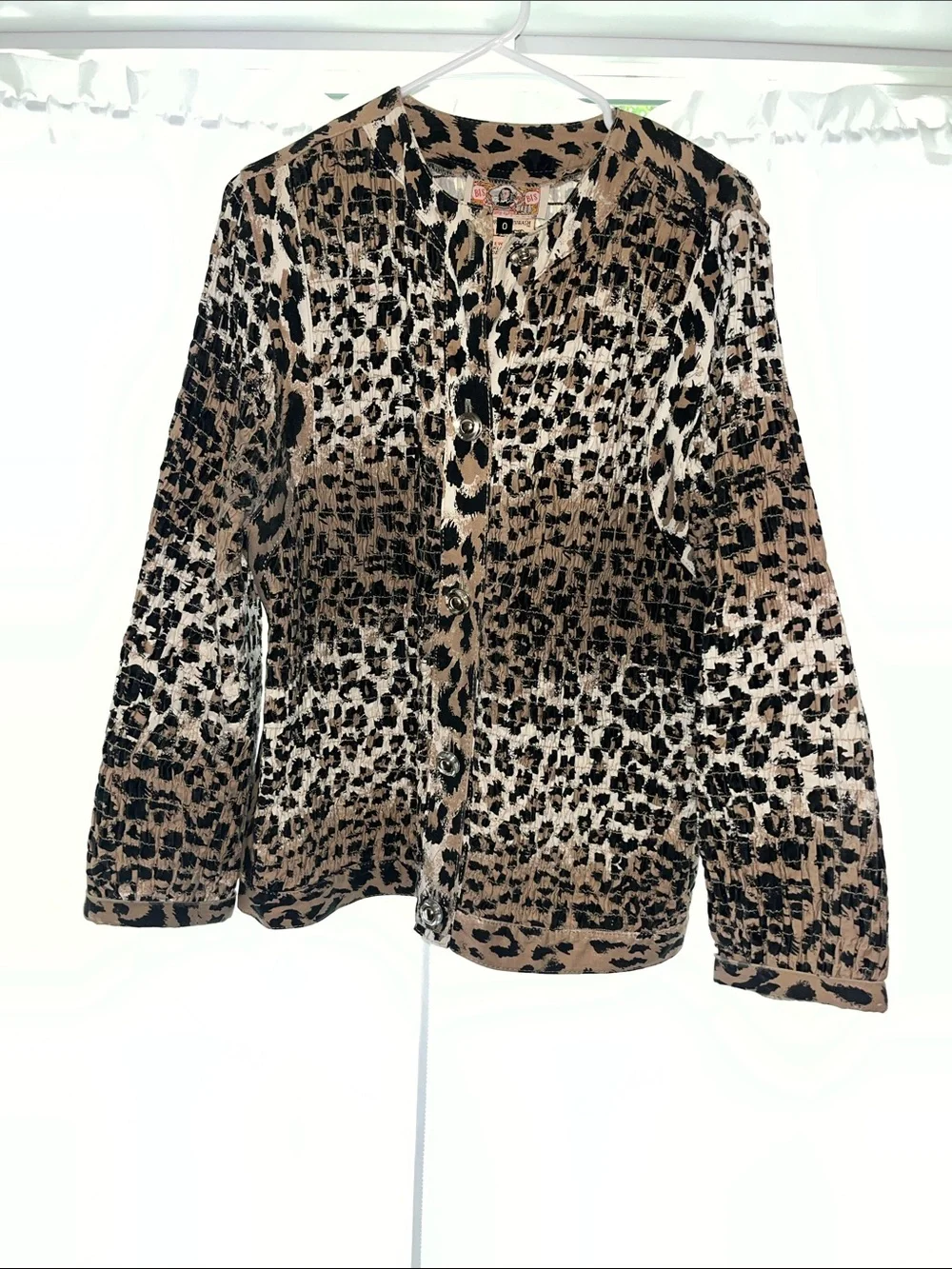 Vintage Leopard-Print Button Front Shirt Jacket - Brown/Black